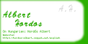 albert hordos business card